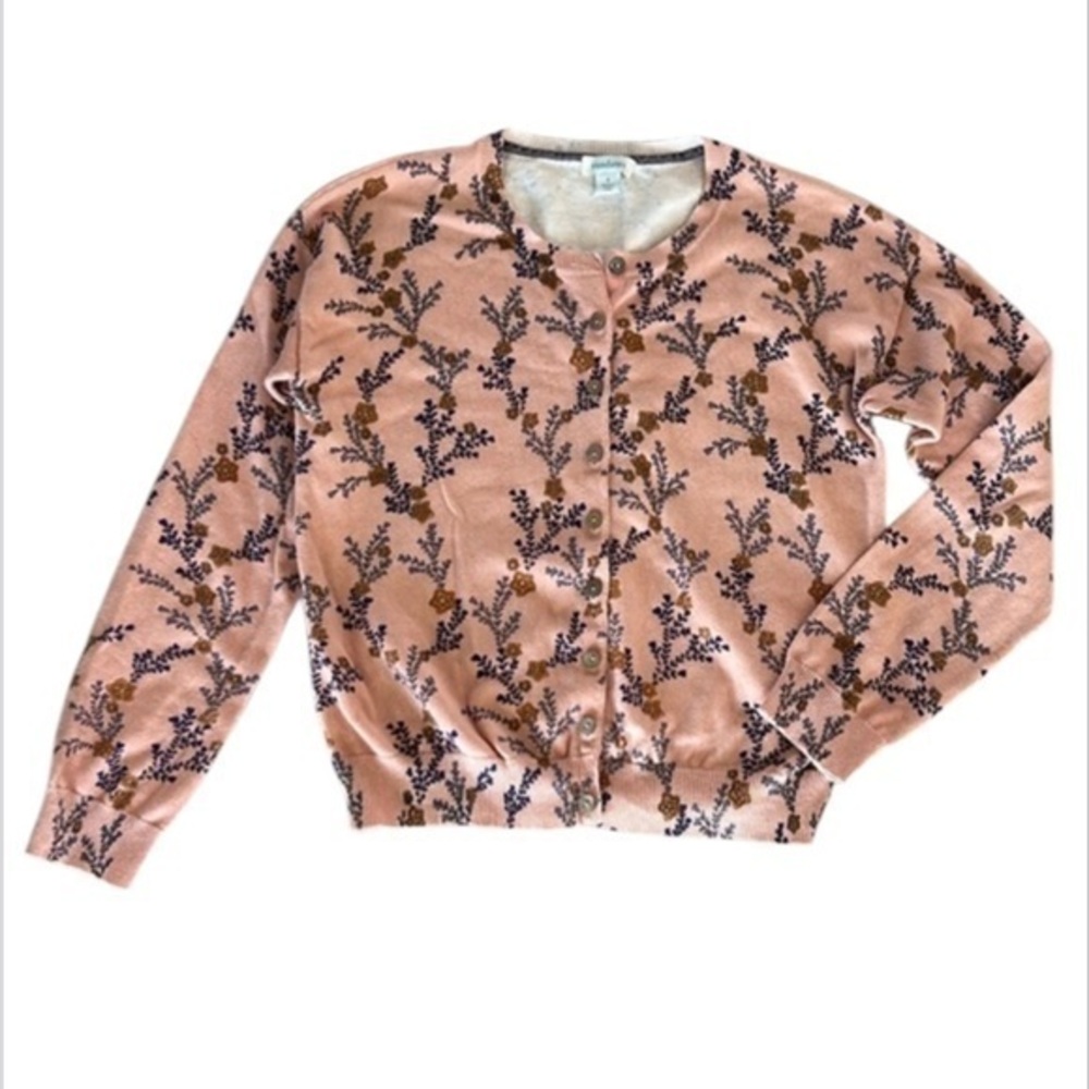 Sundance pink floral button up cardigan sweater size small